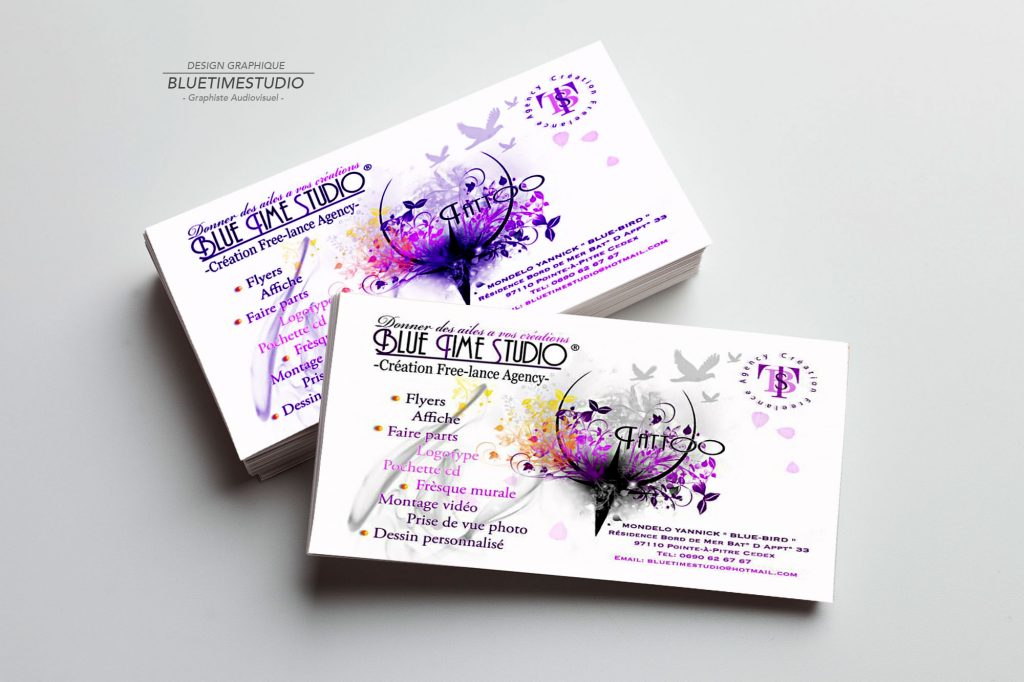 Portfolio contenu digital Carte de visite-Bluetime #graphisteguadeloupe
