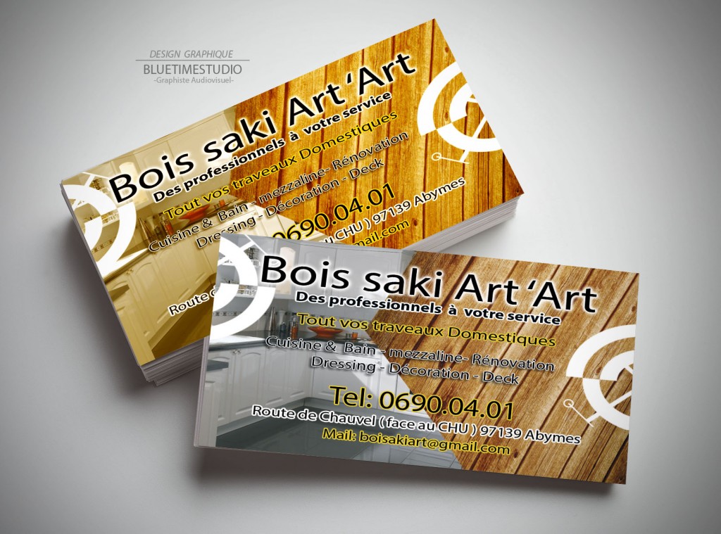 Portfolio contenu digital Carte de visite Bois-saki-Artart #graphisteguadeloupe